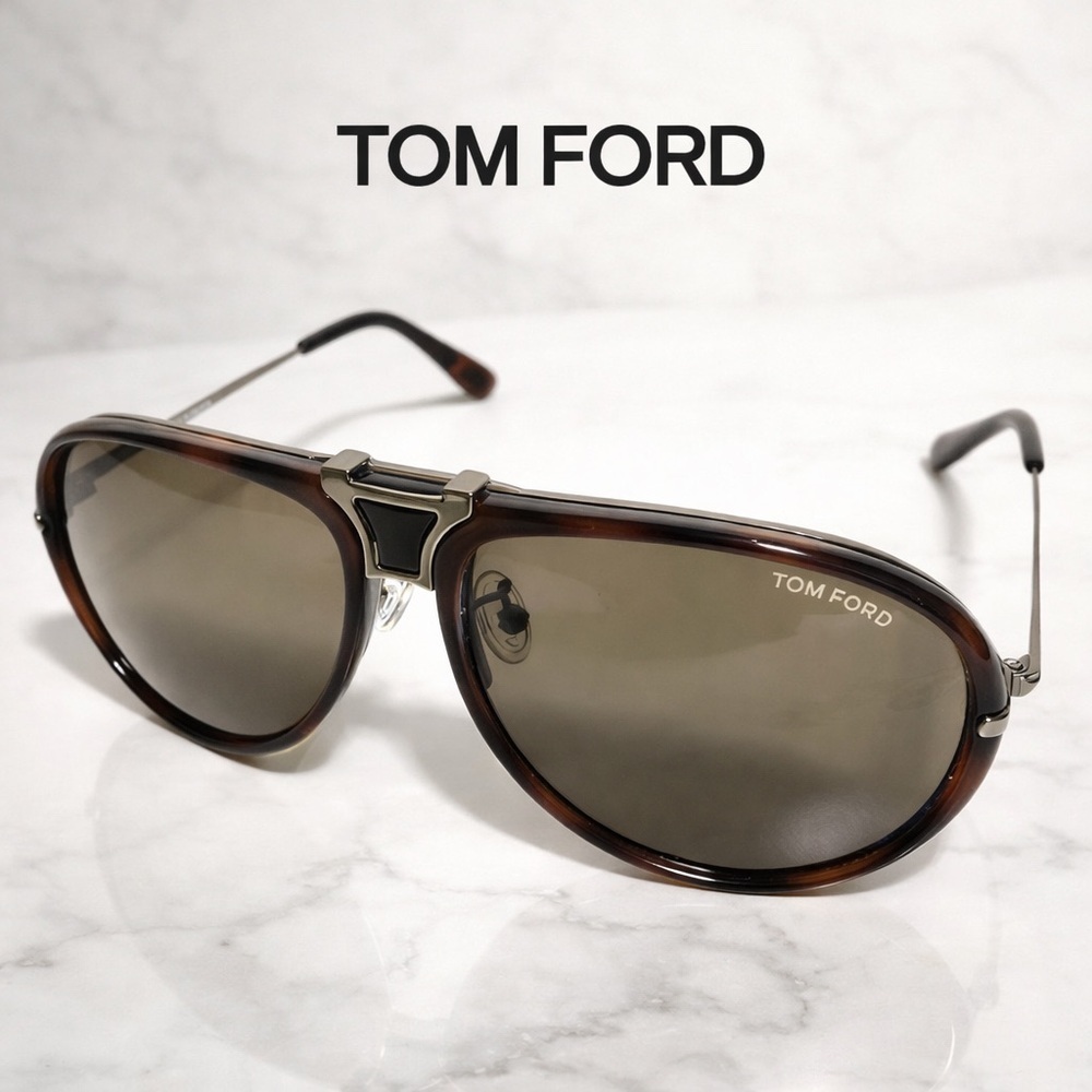 Tom Ford Tortoise Brown Gradient Aviator Sunglasses Full Set Made in Italy